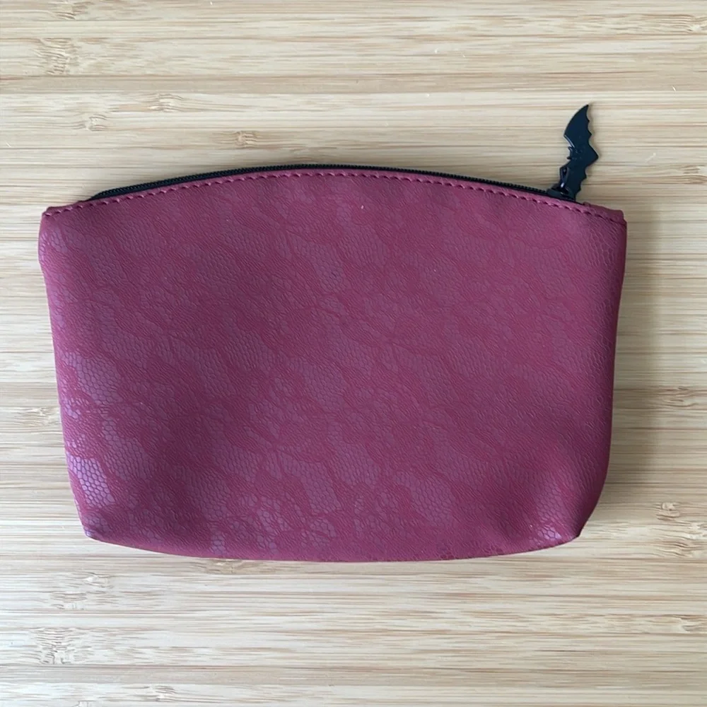Ipsy Bag - Burgundy Floral Lace Bat Cosmetic Pouch